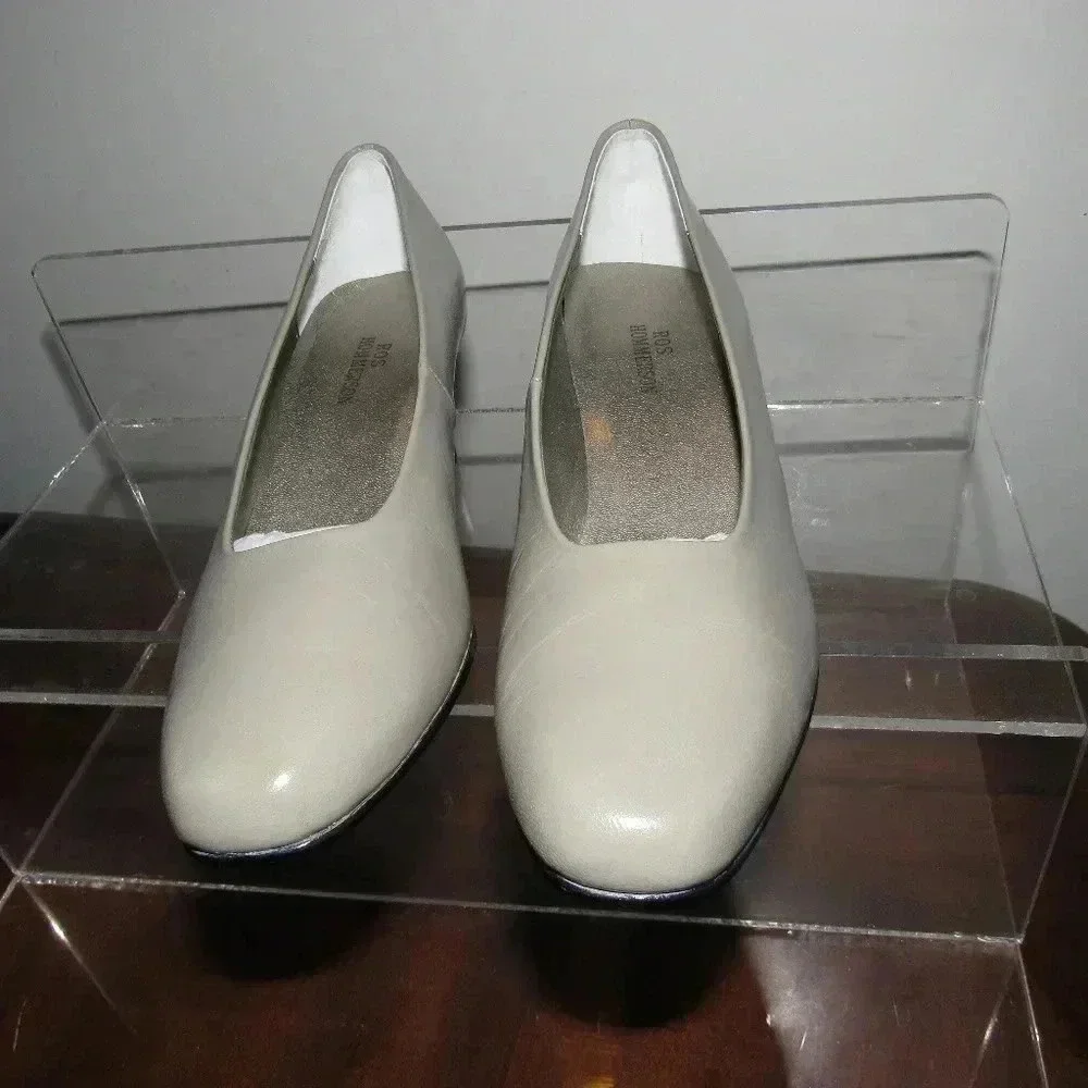 Ros Hommerson Taupe Leather Work Dress Pumps Sz 6M